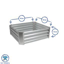 Harbour Housewares Raised Garden Beds - 2x Square Bottomless Galvanised Steel Planter 90 x 90cm in Silver - Size: 90 x 90 cm - thumbnail 7