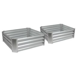 Harbour Housewares Raised Garden Beds - 2x Square Bottomless Galvanised Steel Planter 90 x 90cm in Silver - Size: 90 x 90 cm