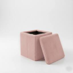 Snug City Teddy Soft Square Storage Box with Lid Elegant Organizer for Any Room in Pink - Size: Small - thumbnail 2