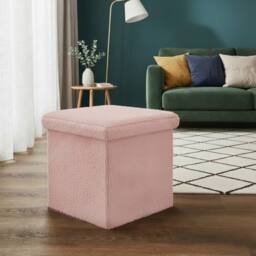 Snug City Teddy Soft Square Storage Box with Lid Elegant Organizer for Any Room in Pink - Size: Small - thumbnail 1