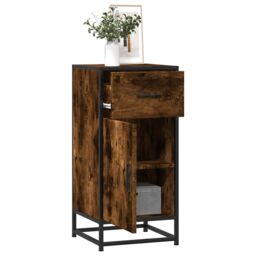 Berkfield Home Sideboard Smoked Oak 35.5x35x76 cm Engineered Wood & Metal in Brown - thumbnail 1
