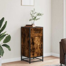Berkfield Home Sideboard Smoked Oak 35.5x35x76 cm Engineered Wood & Metal in Brown - thumbnail 3