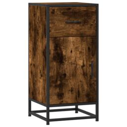 Berkfield Home Sideboard Smoked Oak 35.5x35x76 cm Engineered Wood & Metal in Brown - thumbnail 2