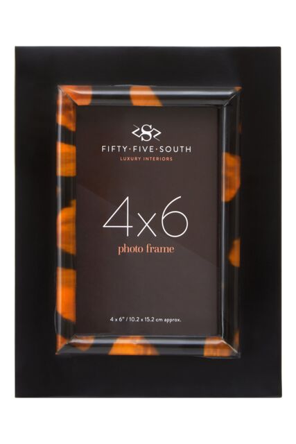 Orsina Roma 4 x 6 Inch Tortoise Shell Photo Frame in Black - image 1