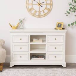 Melody Maison Large Ivory Wooden Sideboard Cabinet - Daventry Ivory Range - thumbnail 1