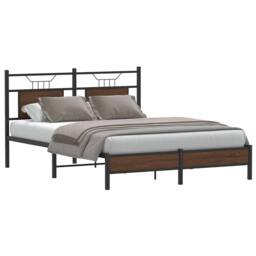 Berkfield Home Decorative Bed Frame Frame Brown Oak 150x200 cm King Size Wood - thumbnail 2