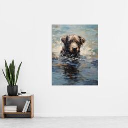 "Artery8 Labrador Retriever Swimming Claude Monet Style Dog Oil Painting Extra Large XL Unframed Wall Art Poster Print - Size: W24"" x H32""" - thumbnail 4