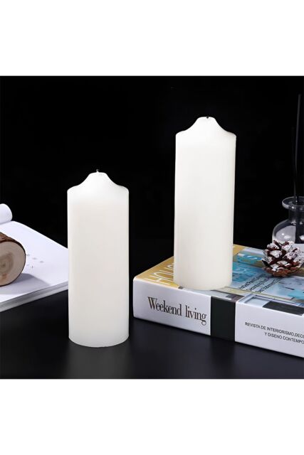Living and Home 2Pcs White Taper Candles Paraffin Wax Candle with Pointed Tip for Dinner or Decor - image 1