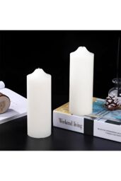 Living and Home 2Pcs White Taper Candles Paraffin Wax Candle with Pointed Tip for Dinner or Decor - thumbnail 1