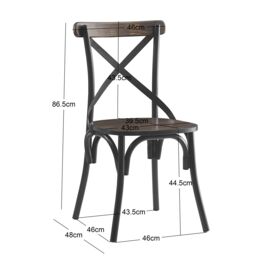 Nordlys Set of 2 Industrial Metal Wood Dining Chairs in Brown - thumbnail 5