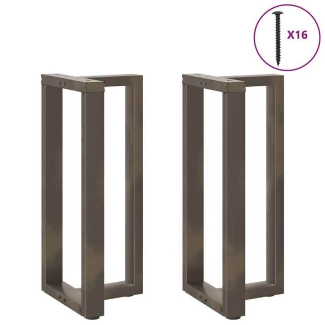 Berkfield Home Bar Table Legs T-Shaped 2 pcs Natural Steel 40x35x(90-91) cm Steel in Bronze - image 1