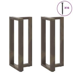 Berkfield Home Bar Table Legs T-Shaped¬†2 pcs Natural Steel 40x35x(90-91) cm Steel in Bronze