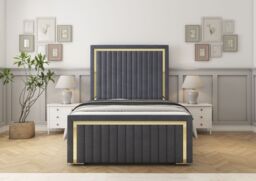 Comfort Beds Boston Gold Bed Frame in Charcoal - Size: Small Double - thumbnail 2