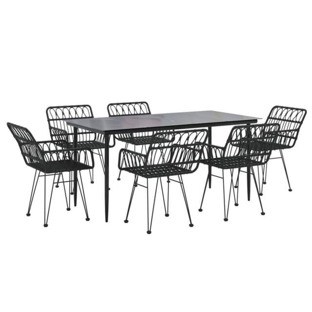 Berkfield Home Beautiful 7 Piece Garden Dining Set Black Poly Rattan - image 1
