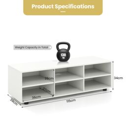 Costway TV Stand for TVs up to 55 Inches Wooden 6 Storage Compartments TV Cabinet Table in White - thumbnail 2