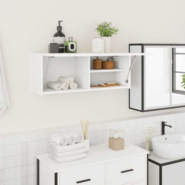 Berkfield Home Bathroom Wall Cabinet White 80x25x30 cm Engineered Wood - Size: 80 x 25 x 30 cm - image 1