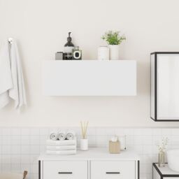 Berkfield Home Bathroom Wall Cabinet White 80x25x30 cm Engineered Wood - Size: 80 x 25 x 30 cm - thumbnail 3