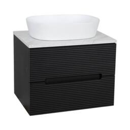 Bathroom Kingdom Monza Black & Grey Fluted Wall Hung Vanity Basin 600mm - thumbnail 1