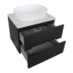 Bathroom Kingdom Monza Black & Grey Fluted Wall Hung Vanity Basin 600mm - thumbnail 2
