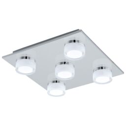 Loops Flush Ceiling Light Colour Chrome Shade Clear Satined Plastic Bulb LED 5x7.2W