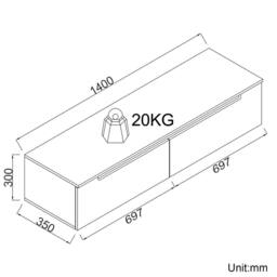 FORGEVIO TV Stand Unit Cabinet High Gloss White Wall Mounted Storage Door - thumbnail 2
