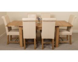 Thats Furniture Richmond 140-220cm Oak Extending Dining Table + 6 Washington Leather Chairs in Cream - thumbnail 2