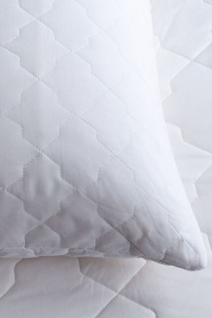 Soak&Sleep Quilted Cotton Pillow Protector Pair in White - Size: Standard Pillow Case - image 1
