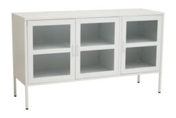 Orsina Adjustable Three Door White Metal Sideboard, IndustrialMid Century Sideboard, Versatile Modern Sideboard - thumbnail 3