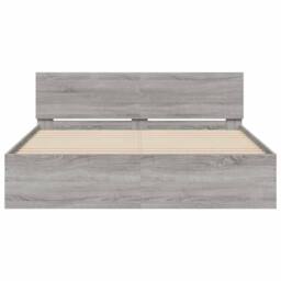 Berkfield Home Bed Frame with Headboard & LED Grey Sonoma 150x200 cm King Size - thumbnail 7