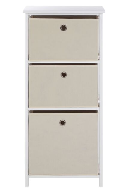 Orsina Nordic Style 3 Grey Fabric Drawers Cabinet, Compact Design Display Cabinet, Spacious Side Cabinet For Bedroom in Natural - image 1