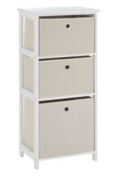 Orsina Nordic Style 3 Grey Fabric Drawers Cabinet, Compact Design Display Cabinet, Spacious Side Cabinet For Bedroom in Natural - thumbnail 4