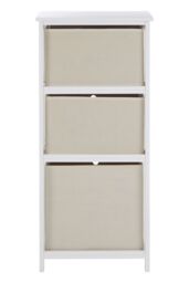 Orsina Nordic Style 3 Grey Fabric Drawers Cabinet, Compact Design Display Cabinet, Spacious Side Cabinet For Bedroom in Natural - thumbnail 2