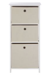 Orsina Nordic Style 3 Grey Fabric Drawers Cabinet, Compact Design Display Cabinet, Spacious Side Cabinet For Bedroom in Natural - thumbnail 1