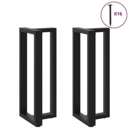 Berkfield Home Modern Bar Table Legs T-Shaped¬†2 pcs Black 50x35x(100-101) cm Steel - thumbnail 1