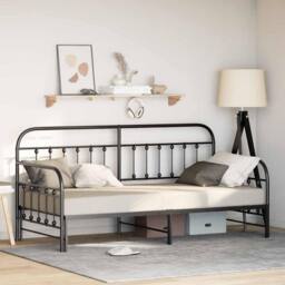 Berkfield Home Daybed Frame with Trundle Black 90x200 cm Steel - thumbnail 2