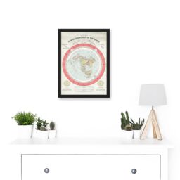 Artery8 1892 World Time Calculator Flat Earth Map Gleason A4 Artwork Framed Wall Art Print in Black - thumbnail 2