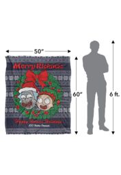 Warner Brothers Rick & Morty Blanket, 152x127 cm Merry Rickmas Ugly Christmas Sweater Silky Touch Super Soft Throw Blanket in White - thumbnail 5