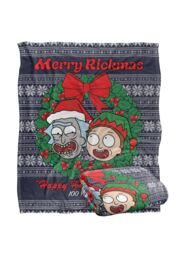 Warner Brothers Rick & Morty Blanket, 152x127 cm Merry Rickmas Ugly Christmas Sweater Silky Touch Super Soft Throw Blanket in White - thumbnail 2