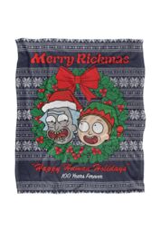 Warner Brothers Rick & Morty Blanket, 152x127 cm Merry Rickmas Ugly Christmas Sweater Silky Touch Super Soft Throw Blanket in White - thumbnail 1