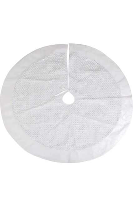 VFM e-Store Christmas Sequin Plush Tree Skirt in White - image 1