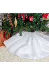 VFM e-Store Christmas Sequin Plush Tree Skirt in White - thumbnail 2