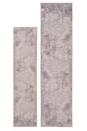 Kukoon Distressed Grey Soft Washable & Liquid Repellent Living Room Area Rug in Taupe - Size: 80 cm x 300 cm - thumbnail 7