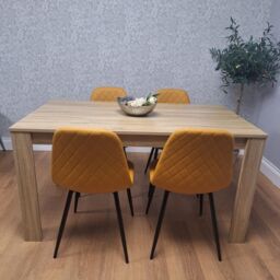 KOSY KOALA Dining Table & 4 Chairs Oak Effect Table With 4 Mustard Chairs Dining Room Furniture in Brown - thumbnail 2
