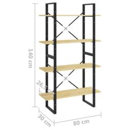 Berkfield Home Decorative 4-Tier Book Cabinet 80x30x140 cm Solid Pine Wood in Natural - Size: 80 x 30 x 140 cm - thumbnail 8