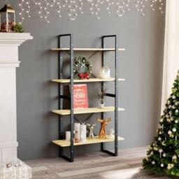 Berkfield Home Decorative 4-Tier Book Cabinet 80x30x140 cm Solid Pine Wood in Natural - Size: 80 x 30 x 140 cm - thumbnail 2