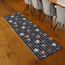 Benjamin Tate Design Blooming Hand Drawn Orange & White Flowers Runner Rug in Natural - Size: 67 cm x 230 cm - thumbnail 2