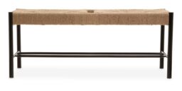 Orsina Natural Elegance of Bench, Sturdy & Durable Handwoven Bench, Minimalist Design Simple Bench in Black