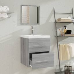Berkfield Home Sink Cabinet with Built-in Basin Grey Sonoma Engineered Wood