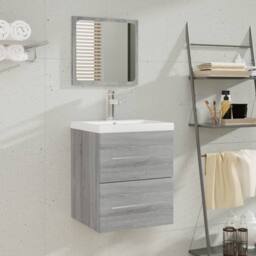 Berkfield Home Sink Cabinet with Built-in Basin Grey Sonoma Engineered Wood - thumbnail 2