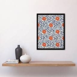 Artery8 Owen Jones Simple Red Flower Bloom Pattern Framed Wall Art Print in White - Size: A4 - thumbnail 4